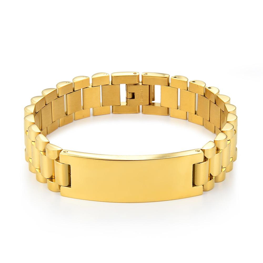 Fine Jewelry Bracelet Stainless Steel 18K Gold Plated Watch Band Link Chain Bracelet for Women Men