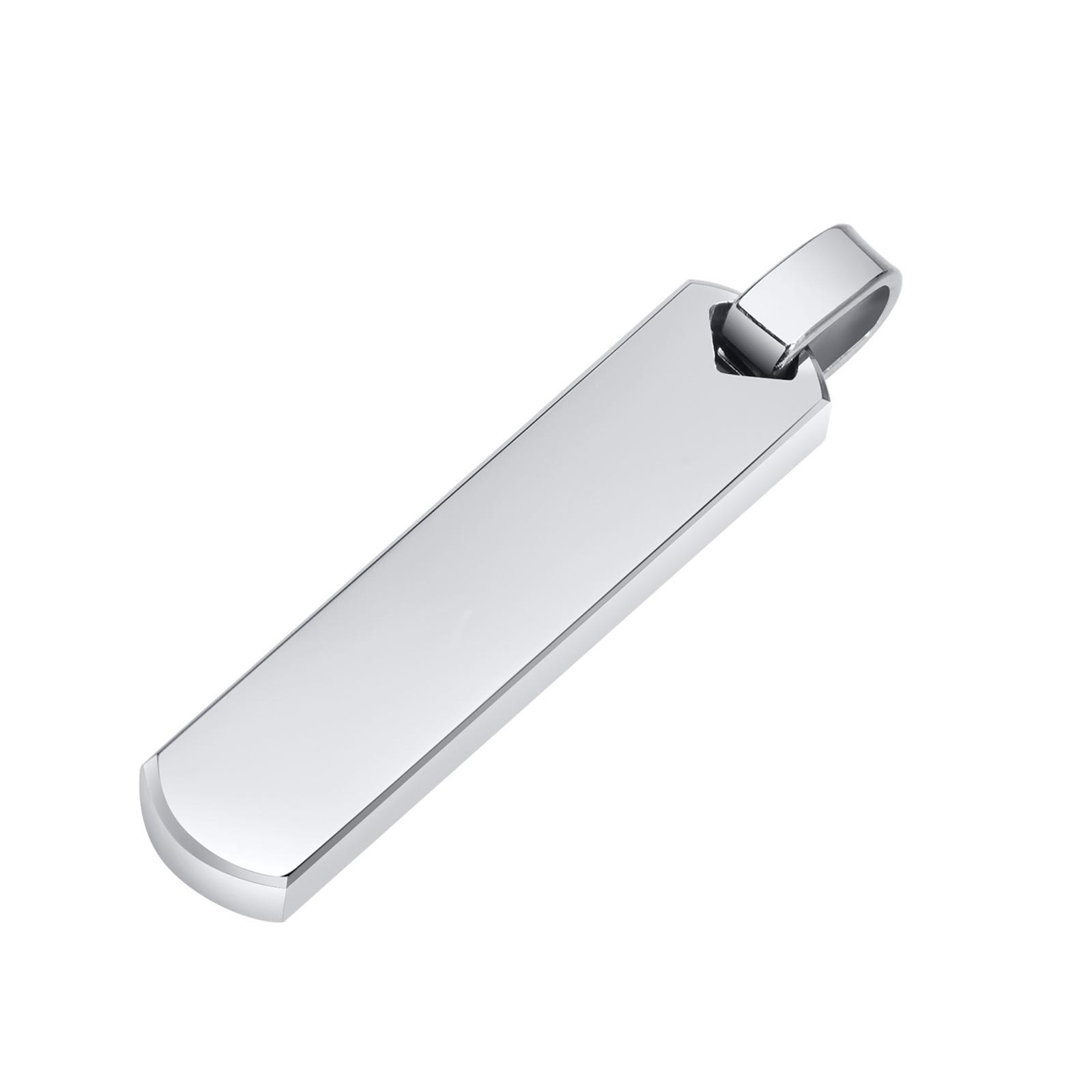Engraved Jewelry Simple Pendant Stainless Steel Three-Dimensional Rectangular Strip Geometric Necklace Men S Jewelry Pn-1676