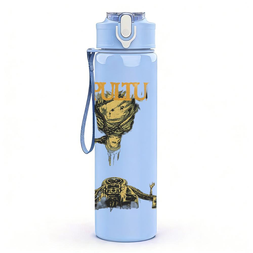 PC Retro Drill Machine Industrial Sketch Print 750ml colorful plastic sports water bottle leakproof pop up lid with straw for outdoor work home use