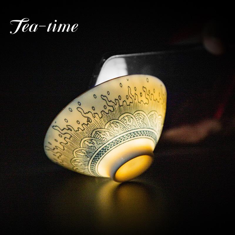 85ml Retro Blue and White Porcelain Cone Teacup Anti Scaling Hand-Painted Ceramic Tea Bowl Travel Meditation Cup Chinese Tea