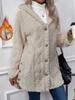Women's Long Hooded Fleece Coat In Beige, Pink, and Gray, Soft Plush Outerwear with Front Pockets, Loose Fit Casual Winter Jacket