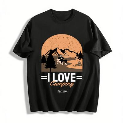 Koszulka z grafiką I Love Camping Outdoor Góry Casual Unisex Krótki rękaw Bawełniana koszulka