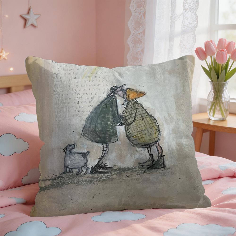 SSam Toft Art Retro Cushion Cover Square Short Plush Pillow Case Living Room Sofa Home Decor Funda X