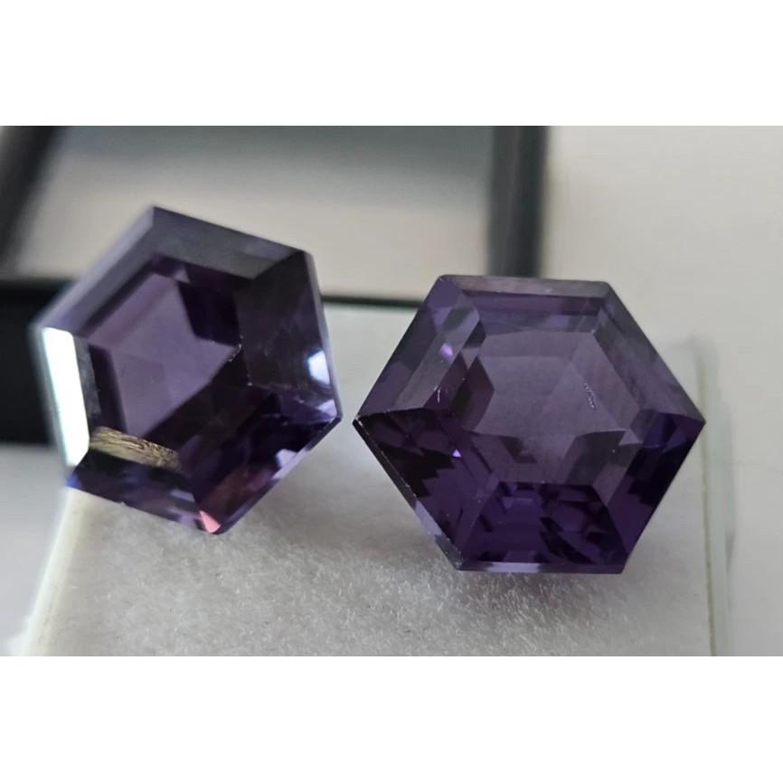 Alexandrite Color Changing Natural 21-22 Ct Hexagon Cut Pair Stunning Gemstone