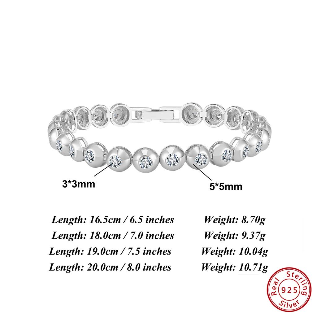 ORSA JEWELS Exquisite Tennis Bracelet 925 Sterling Silver 3mm Oval Zirconia Chain Hand Chain Boho Style Unisex Design Gift SB209
