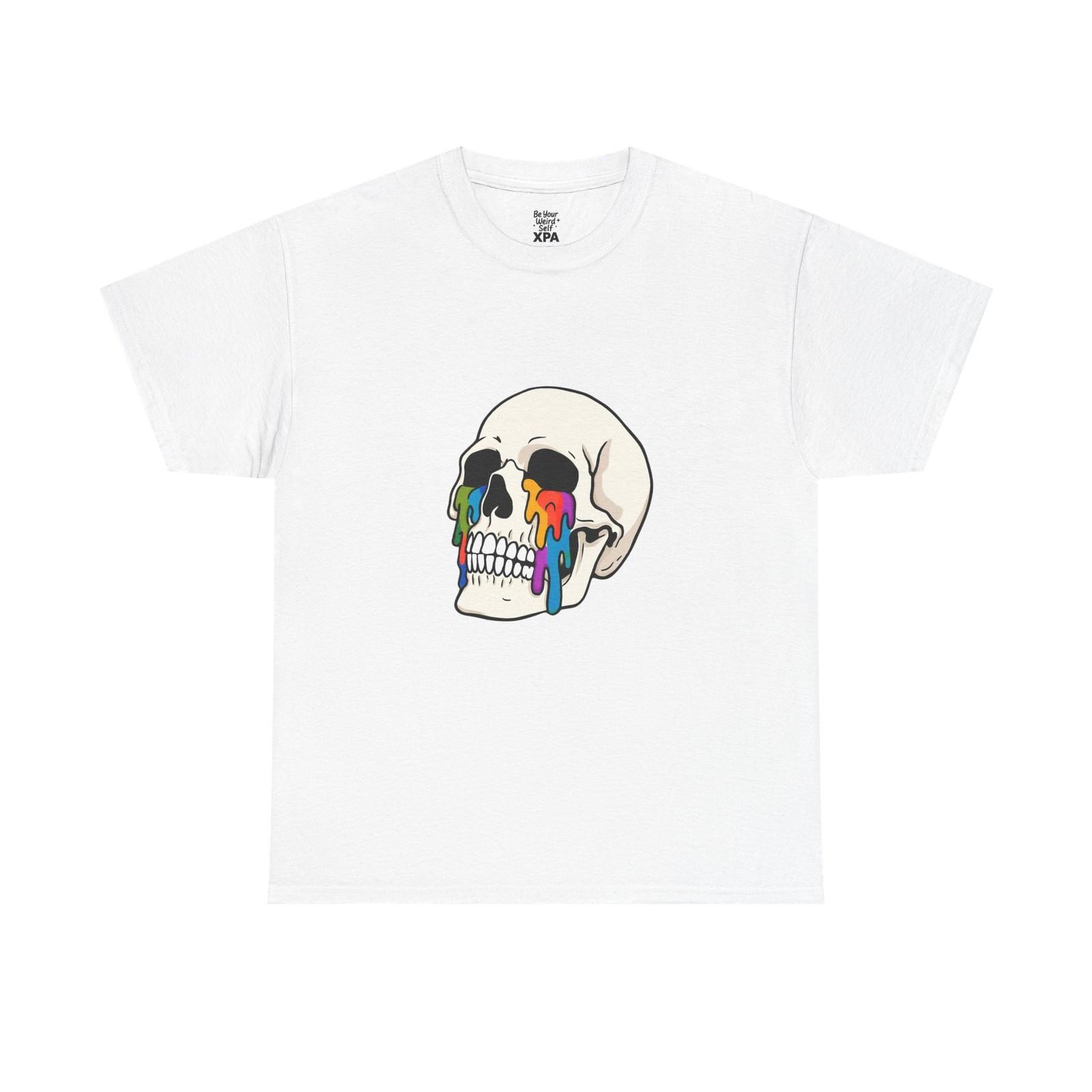 Rainbow Dripping Skull Tee | Psychedelic Skull Shirt S