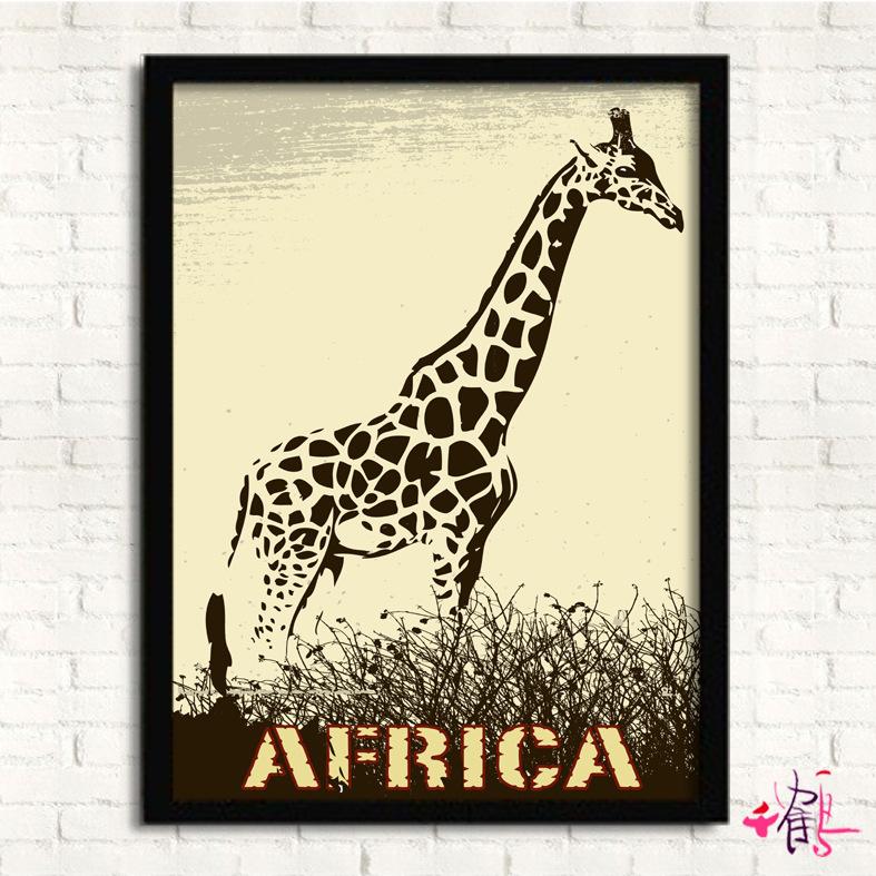 

Африка Дикие Животные Жираф Слон Лев Животный Принт Настенная Картина Холст Картина Маслом Домашний Бар Настенный Декор 21*30cm