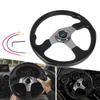 Lightweight Aluminum Suede Steering Wheel with Horn Button (Gray)