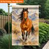 2D Flat, 2D Flat Printing Garden Flag 1pc, Horse Running In Water Durable Single-Sided Print Yard Flag, Garden & Home Holiday Decoration, 29.97x44.96
