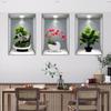 Wei Mo Xiang Green Plant Three-Panel Self-Adhesive Decorative Wall Sticker for Home & Hotel