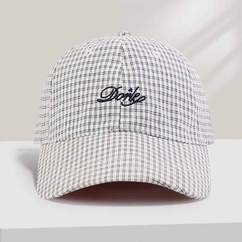 Spring Summer Plaid Embroidery Baseball Cap Korean Fashion Casual Outdoor Sunshade Duckbill Hat for Men Women