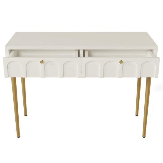 Metal Legs Dressing Table with Drawers Large Capacity Ergonomic Handle Easy To Assemble Home Makeup Vanity Table Bedroom Furniture