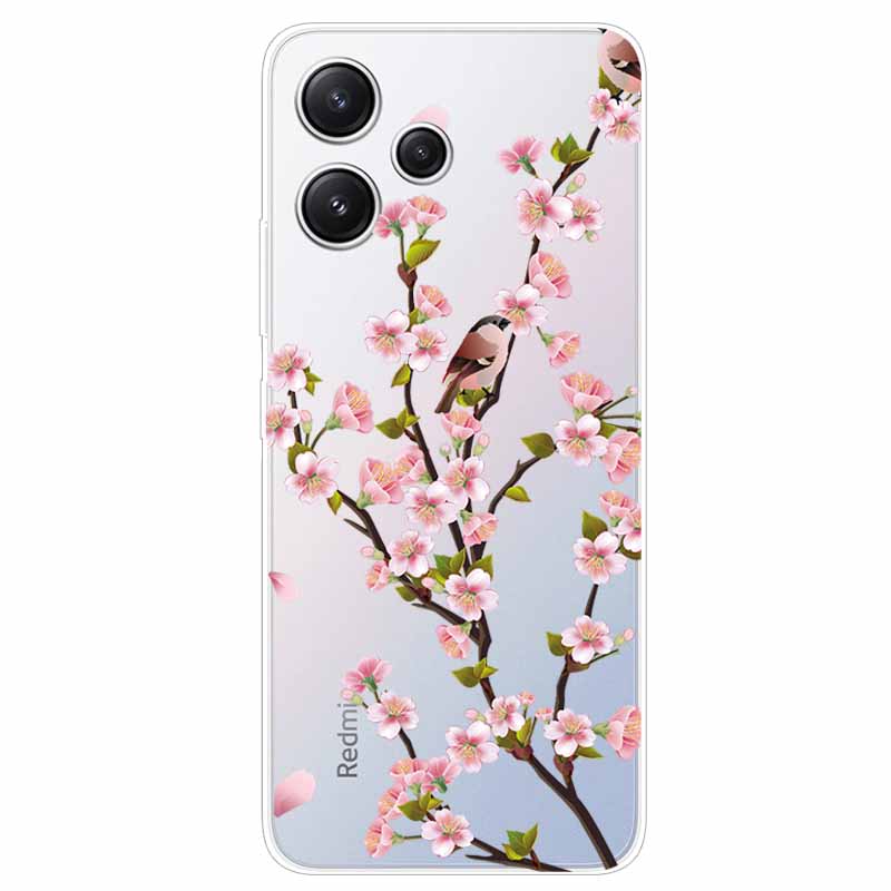 For Xiaomi Redmi 12 Case Flowers Clear TPU Silicon Funda Capa On for Redmi 12 4G / Redmi12 5G Soft Covers Transparent Coque Bags