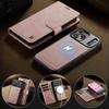 Detachable Flip Magnetic Leather Phone Wallet Case Book With Stand For Magsafe iPhone 17 16 15 12 Pro Max Samsung S25 Plus S24 Ultra Card Holder Cover