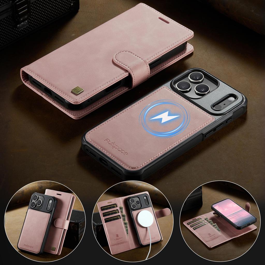 Detachable Flip Magnetic Leather Phone Wallet Case Book With Stand For Magsafe iPhone 17 16 15 12 Pro Max Samsung S25 Plus S24 Ultra Card Holder Cover