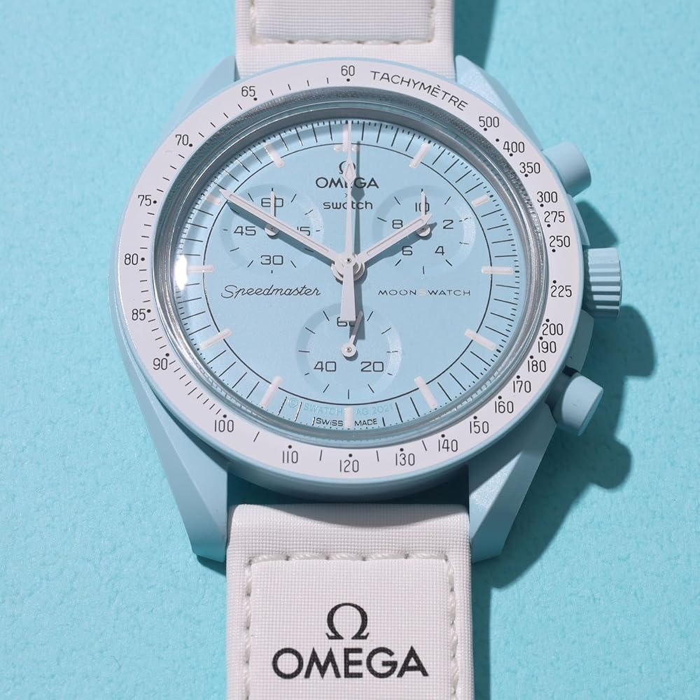 Omega x Swatch Uranus Collaboration Watch Waterproof Unisex with Packaging