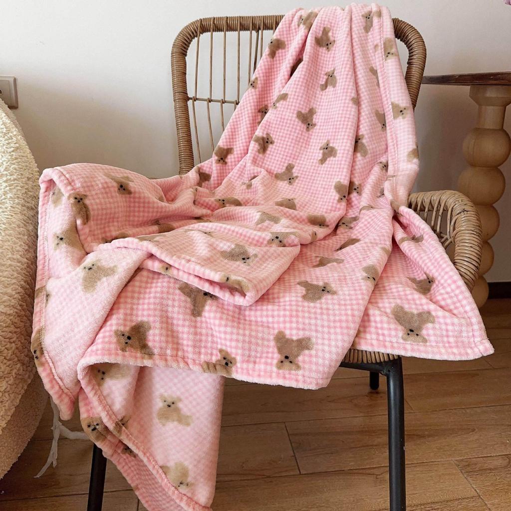 Cartoon Flannel Throw Blanket | Thick, Non-Shedding, All-Season Use for Dorms, Sofas, Cars
