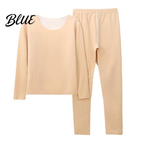 Homewear Top Pants Set 2 Pcs/Set Winter Woemn Thermal Underwear Round Neck Seamless Long Sleeve Solid Color Suit Warm Slim Fit High Elastic