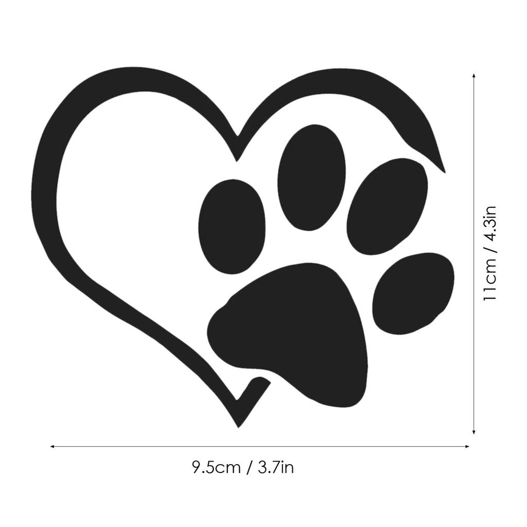 Dog Paw Waterproof Car Sticker Cute Dog Cat Paw Paw Sticker Heart Car Window