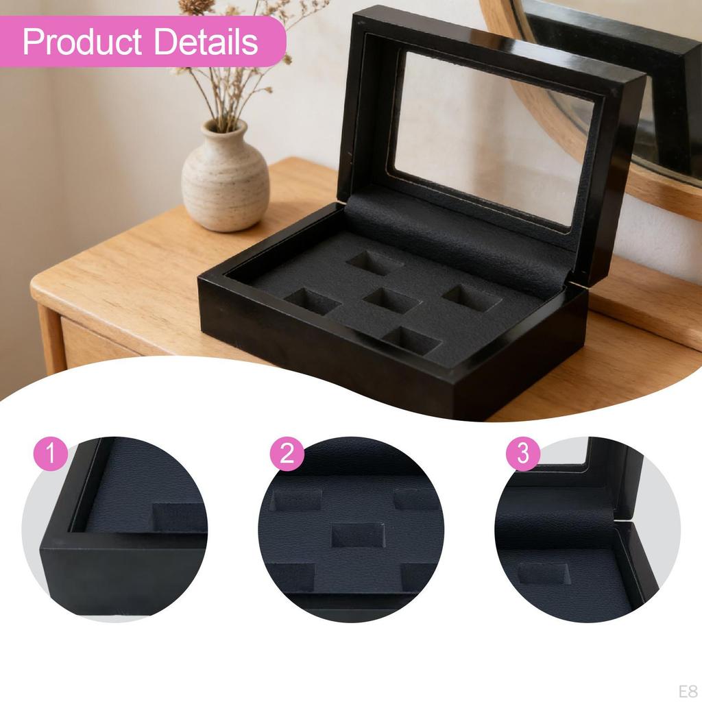Box with Presentation Stand, Holder, Jewelry Organizer, Wooden Surface Smooth PU Coating,