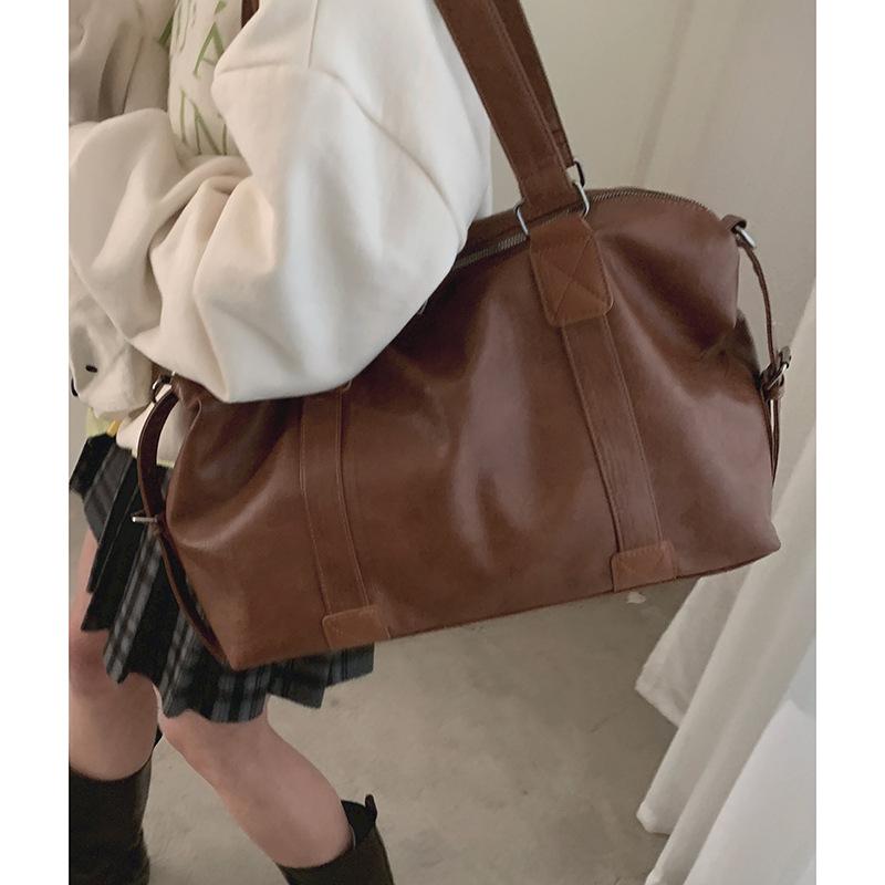 

Retro tote bag large capacity handbag 2025 new simple pillow bag crossbody travel bag leisure travel коричневий