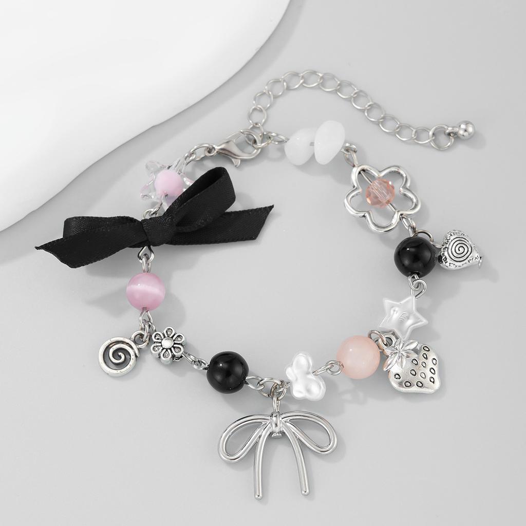 Sweet And Cool Imitation Pearl Bow Bracelet Lolita Bracelet Heart Strawberry Jewelry
