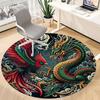 1pc Phoenix Dragon Pattern Carpet, Round Non Slip Durable Large Size Office Carpet, Suitable for Office