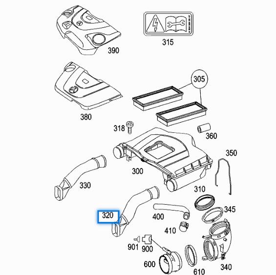 Mercedes-Benz S-Class W221 Intake Pipe (2720903382, 2720903482)