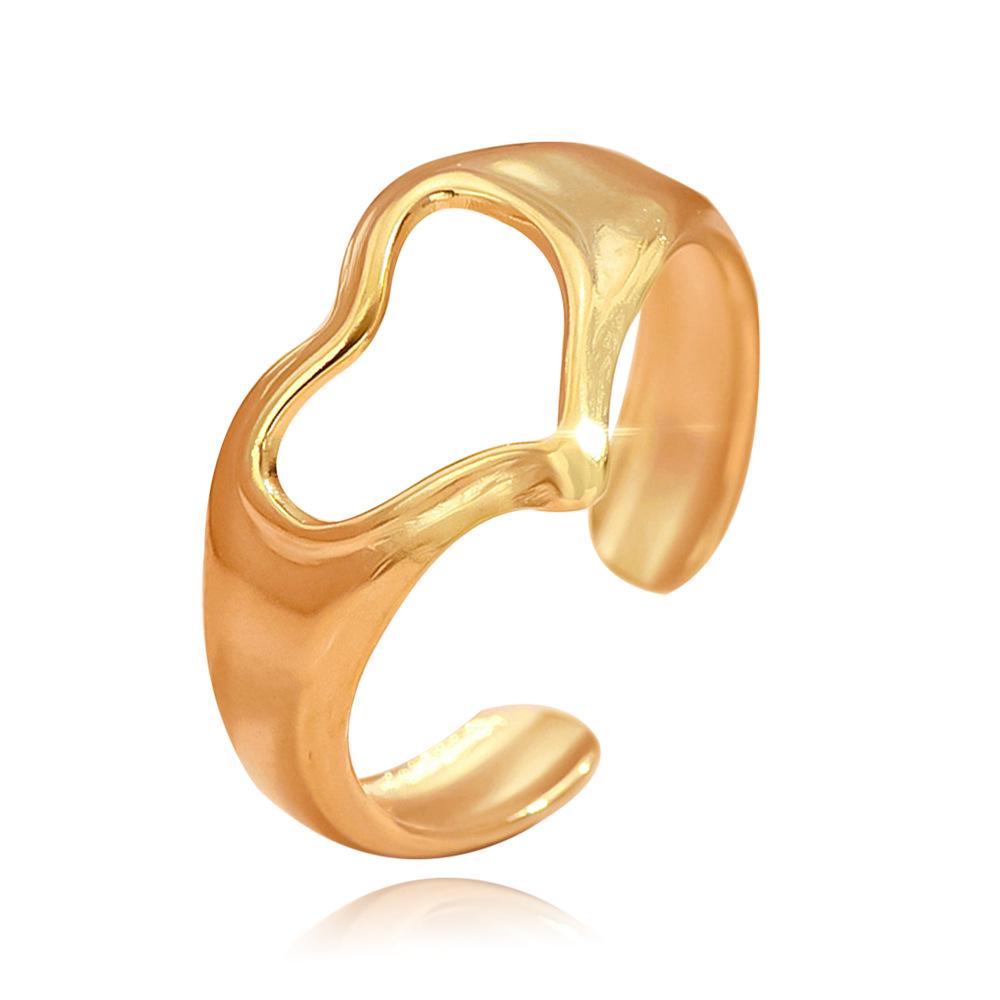 Sweet Fairy Heart Adjustable Open Ring for Women - Stainless Steel and Titanium Jewelry