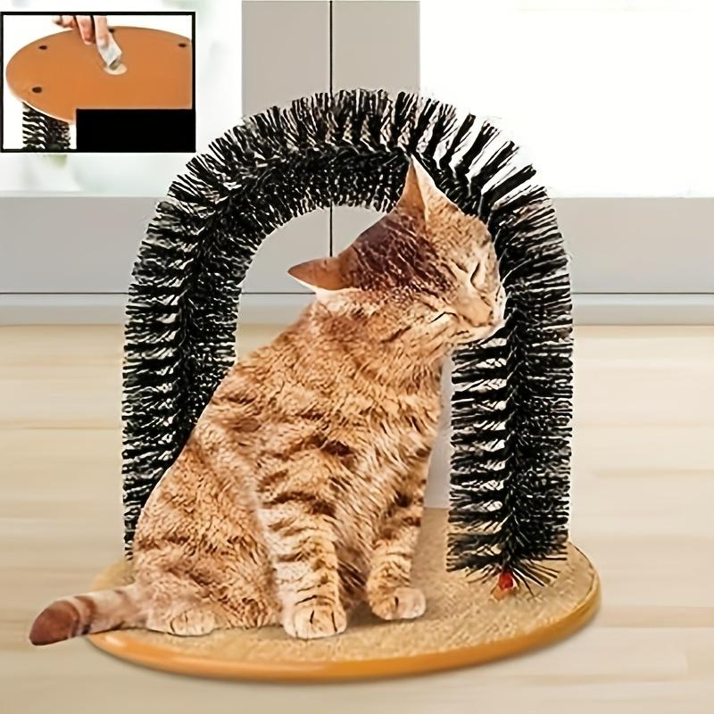 Cat Toy Arch with A Massage Grooming Rubbing Brush Multifunctional Cat Hair Brush Cat Scratching Toy for Cat Kittens Interactive