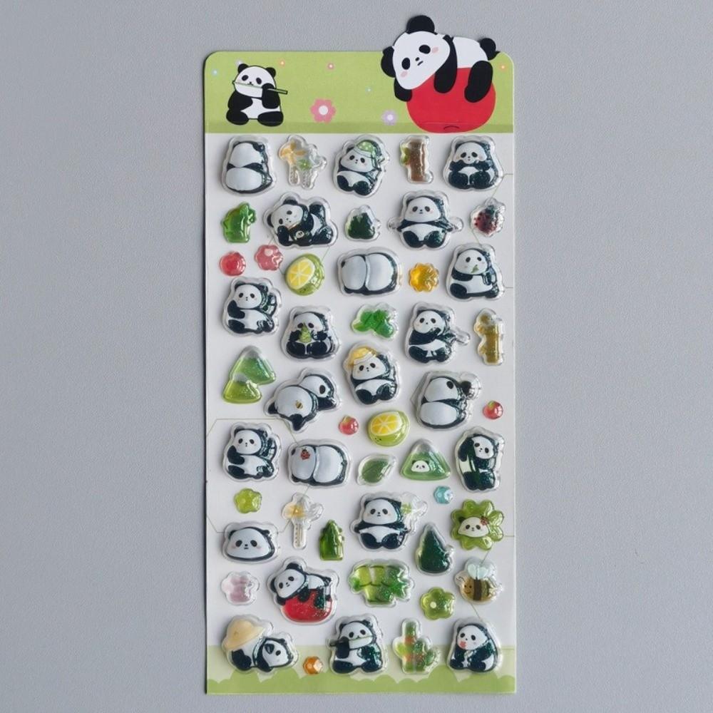 

Мультяшная наклейка с 3D-рельефом, глянцевая, мультяшная наклейка, 3D-наклейка с тиснением, забавные дети Green Panda