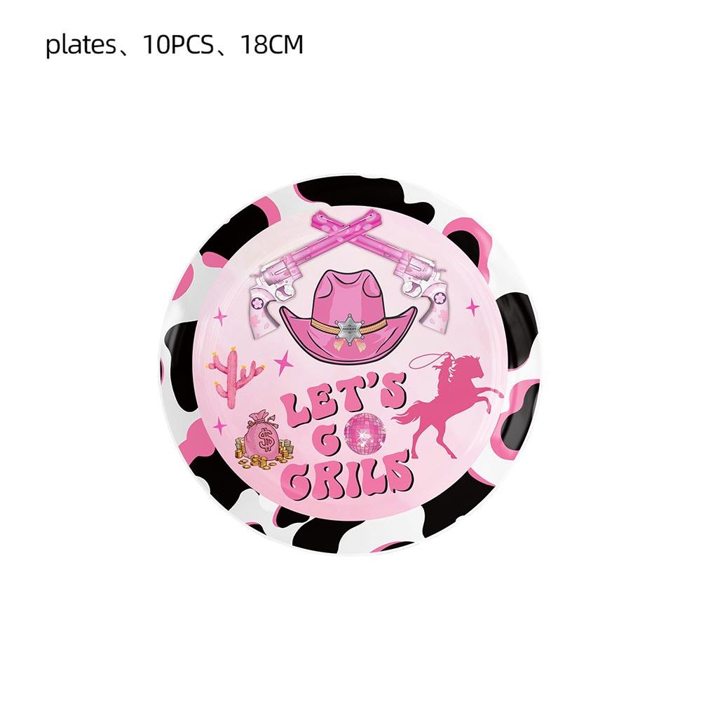 51pcs Cowgirl Party Tableware Set Includes Plates Napkins Cups Tablecloth