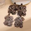 Chiffon Fabric Leopard Print Petals Tassel Earrings Temperament High-end Earrings for Women