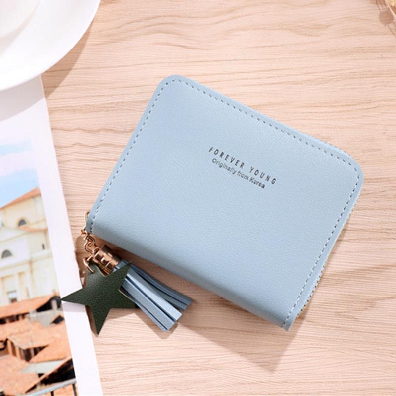 IELGY Модный универсальный простой короткий кошелек на молнии для женщин коричневый — фото 3