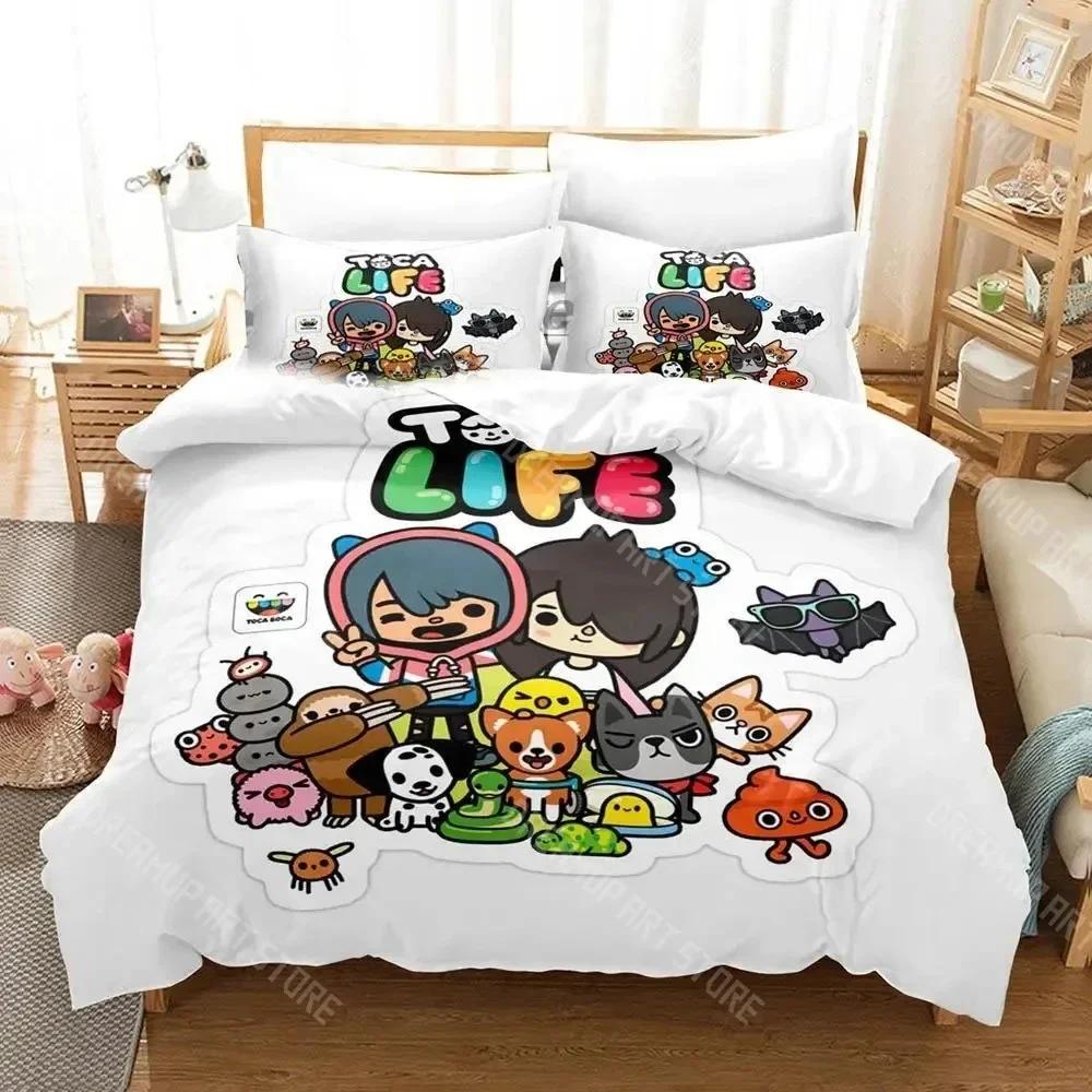 3D Anime Game Toca Bocas Bedding Set King Twin Double Child Bedding Set Microfiber or Polyester Duvet Cover Set Home Textiles