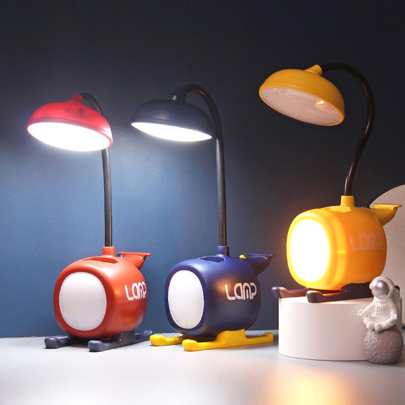 Creative Cartoon LED Desk Lamp with Multi-Function and Eye Protection for Student Reading and Children's Bedside Use