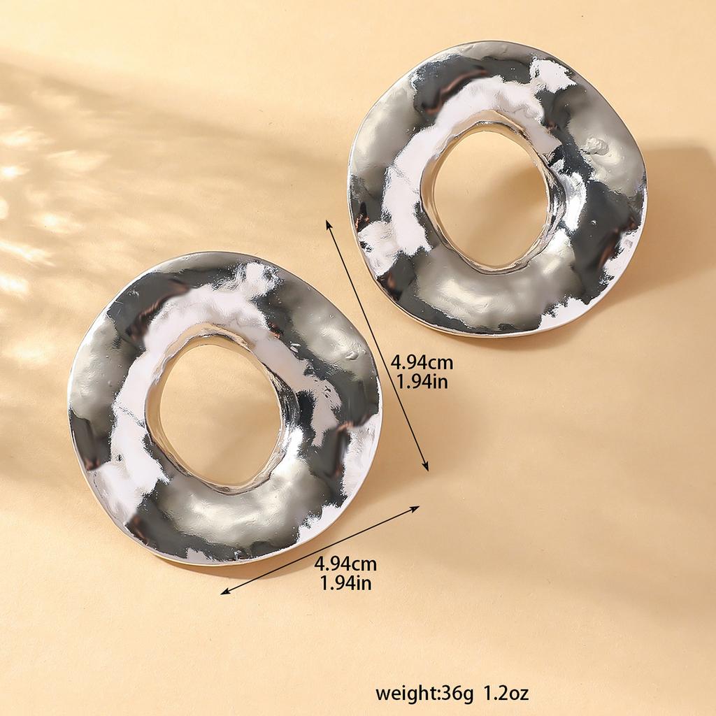 Accessories Circle Hollow Fan Circle Metal Earrings Women'S French Retro Elegant Niche Premium