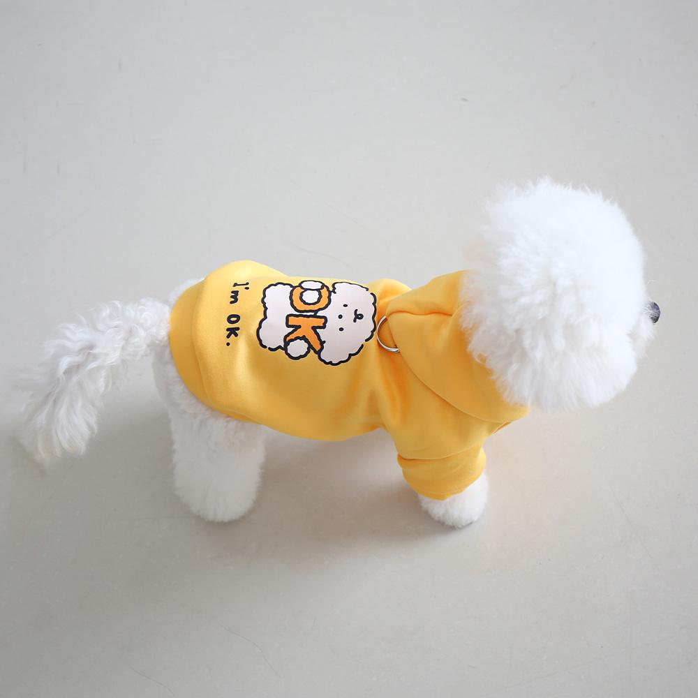 Cat and Dog Clothes for Autumn and Winter, Made of Milk Silk and Flannel, with a Cute Dog Print Hoodie and Drawstring Buckle