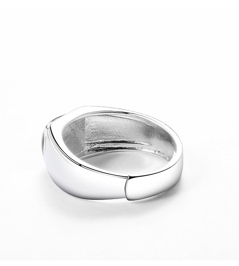 925 Sterling Silver Men's & Women's Open Ring with Black Agate - Elegant and Unique Design