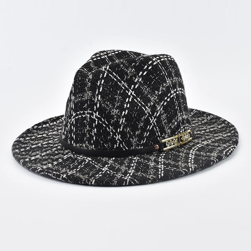 Women Elegant Fedoras Hats for Women 7CM Wide Brim Felt Jazz Hats Autumen Winter Wedding Party Dress Hat