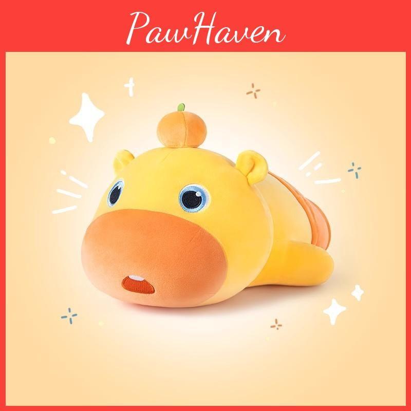 Plush Cuter Capybara Toy Withorange On Top Design For Kids Bedroom Decor Gift