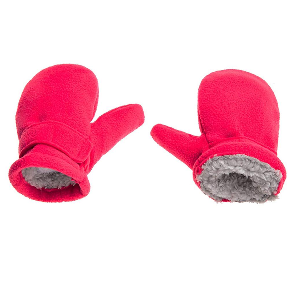 Thick Polar Fleece Mittens for Children Boys Girls Winter Gloves Warm Skiing Gloves Adjustable Lined Gloves Hand Warmers