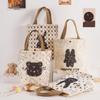 Exquisite Large Capacity White Rabbit Cartoon Tote Canvas Bag for Daily Commute