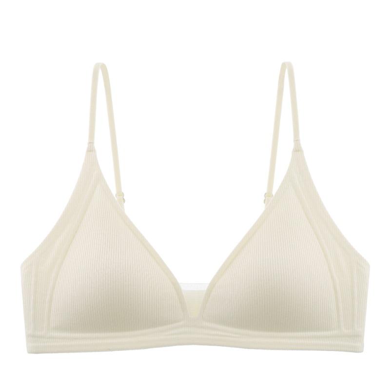Women Seamless Comfort Bra For Small Bust Natural Gathering Ribbed Lingerie