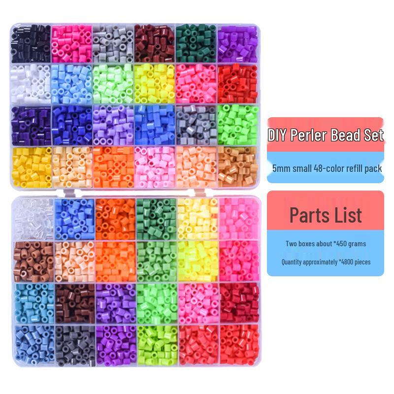48-Color Perler & Hama Beads Set, 4800-Piece Educational 3D Puzzle Toy for Kids