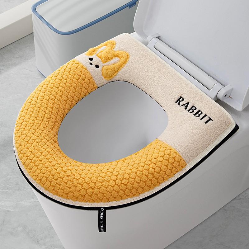 Washable Waterproof Toilet Seat Cover With Zipper Thick Winter Cushion Home Use All Season