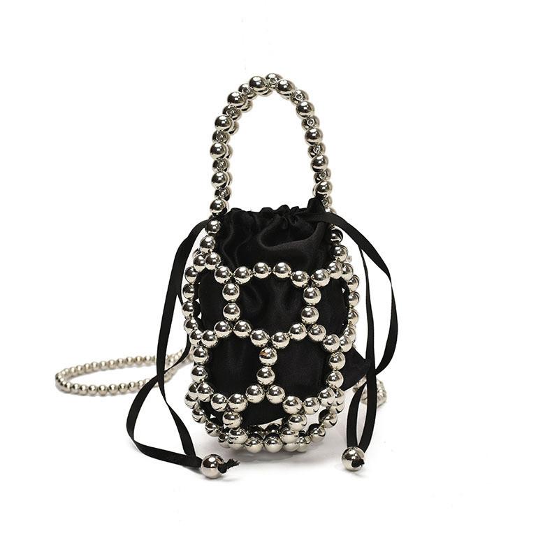 Chain Body Pearl Single Shoulder Bucket Bag With Light Load Feature Purse School
