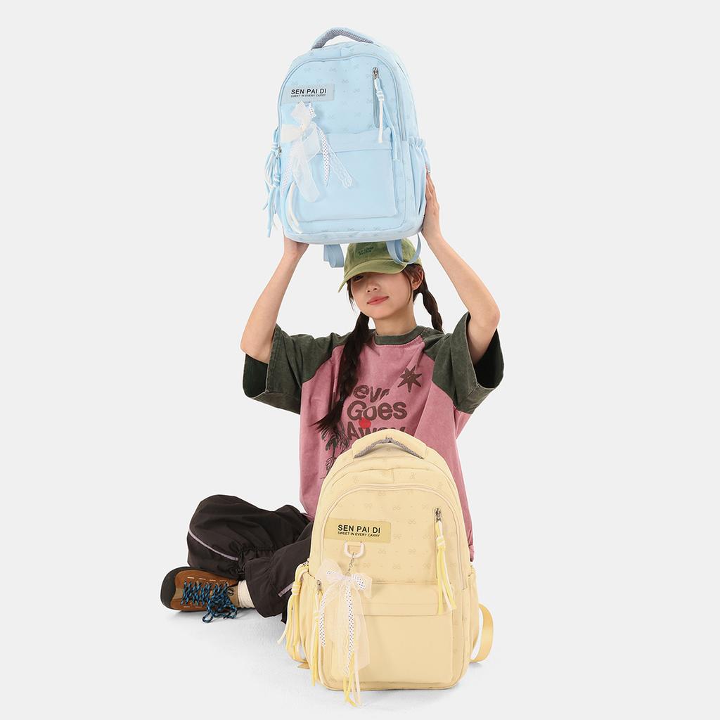 Schoolbag female solid color Harajuku backpack campus style junior high school high school student schoolbag female simple large-capacity backpack