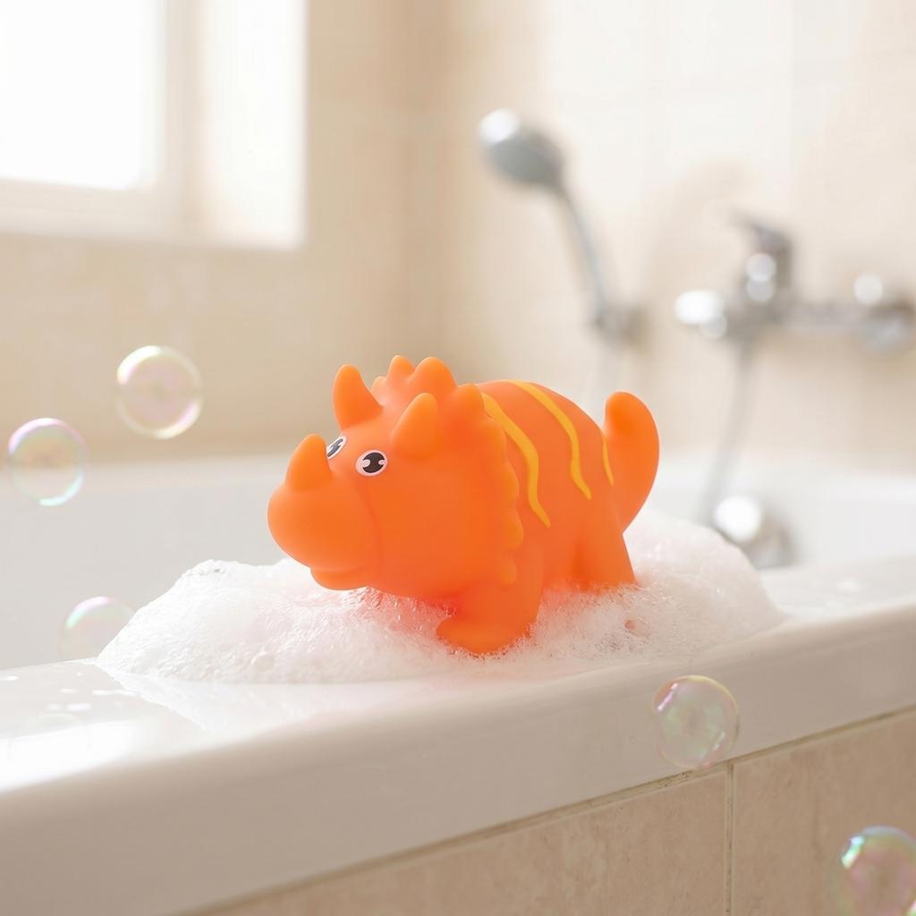 Dinosaur Animal Squeeze Toy Soft Vinyl Squeaky Bath Figure for Kids Desk Decoration and Stress Relief Play