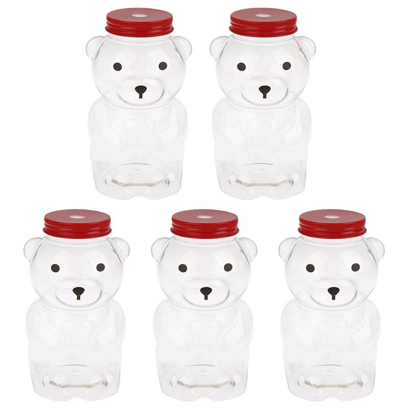 500ml Tragbare Cartoon-Bären Transparente Flaschen Klare Milchtee Kaffee Flasche Für Bubble Tea Saft Milchshake Partyzubehör